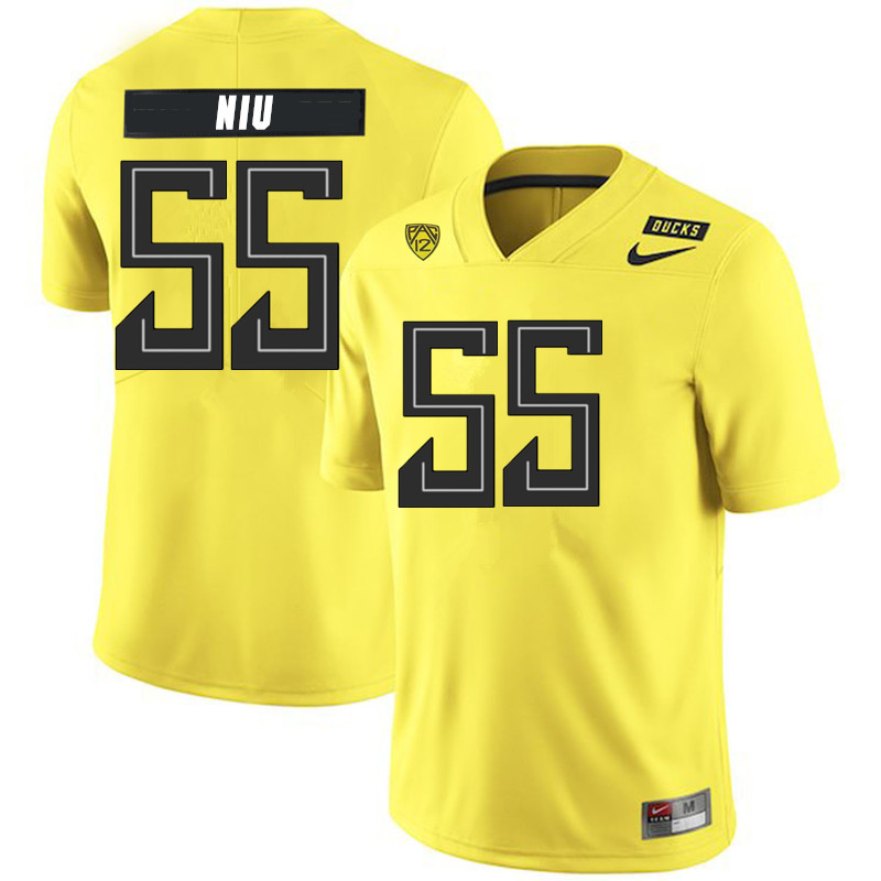 2019 Men #55 Sampson Niu Oregon Ducks College Football Jerseys Sale-Yellow - Click Image to Close